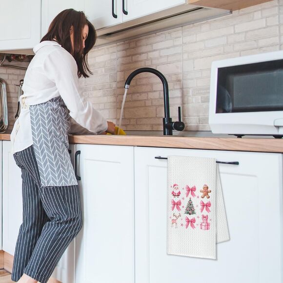 Vintage Christmas Kitchen Towels Coquette Red Bow Christmas Dish Towels for K... - Picture 6 of 8